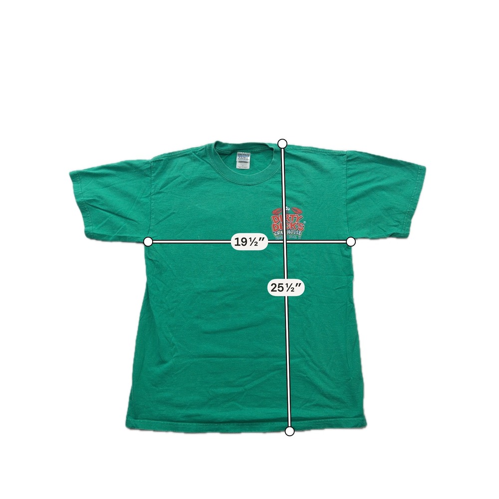 Gildan T-Shirt Dirty Dicks Crab House Graphic Virginia Beach Green Mens Size M - Picture 6 of 7